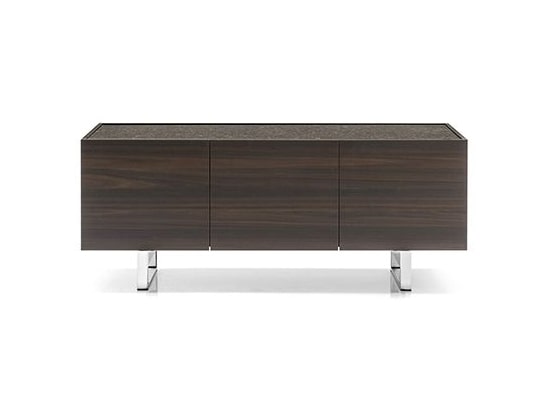 Buffet noyer design Calligaris Horizon pied chrome