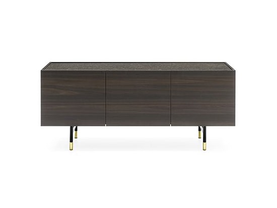 Buffet noyer design Calligaris Horizon pied vintage