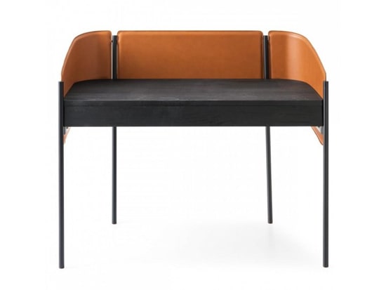 Bureau secrétaire design cuir métal Calligaris Biblio