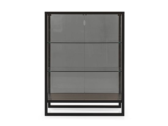 Meuble vitrine métal noir verre fumé Calligaris Teca