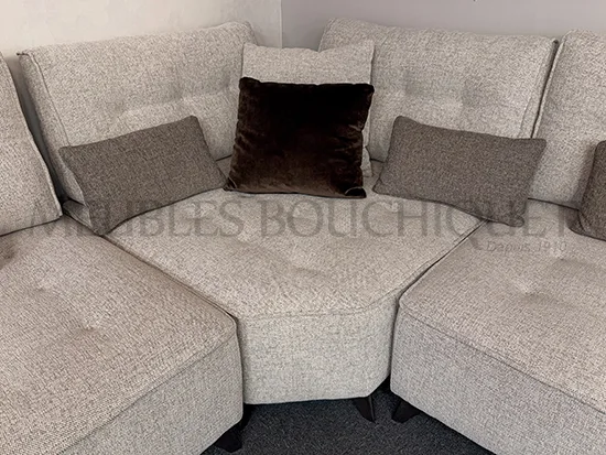 Canapé d'angle tissu beige modulable FAMA - Arianne Love - Promo Meubles Bouchiquet Nord Bergues