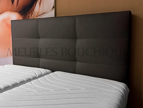 Ensemble Tête de lit 160cm + Sommiers tapissiers 2x80x200 simili cuir gris - Meubles Bouchiquet Dunkerque Nord