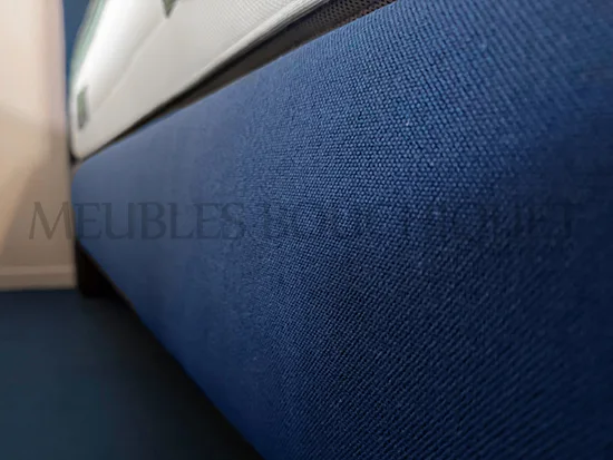 Ensemble Tête de lit + Sommiers tapissiers tissu bleu couchage 180x200cm - Promo Meubles Bouchiquet Bergues