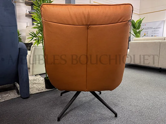 Fauteuil lounge cuir cognac - Promo Meubles Bouchiquet Bergues