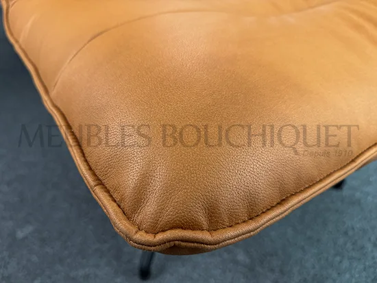 Fauteuil lounge cuir cognac - Promo Meubles Bouchiquet Dunkerque Nord