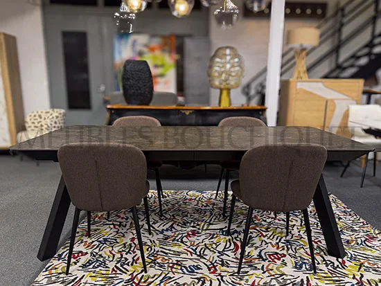 Table céramique rectangulaire extensible 8 à 12 personnes - Meubles Bouchiquet magasin promo