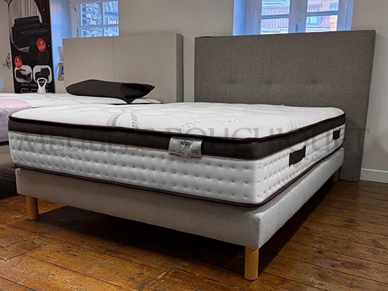 Tête de lit droite tissu taupe L160cm promo Meubles Bouchiquet