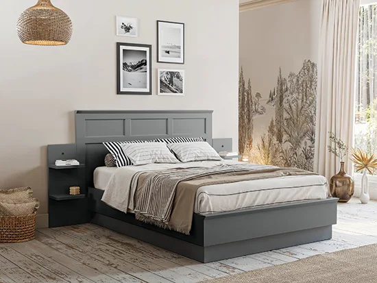 Lit coffre 2 personnes avec tête de lit style charme - Beaumont Meubles Bouchiquet Nord