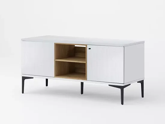 meuble TV 120 cm finition blanc CELIO Écrin aux Meubles Bouchiquet à Bergues