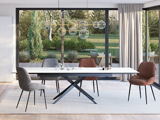 table de salle à manger en céramique marbre calacatta CELIO Écrin aux Meubles Bouchiquet à Bergues