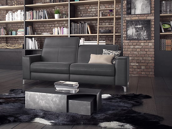 Canapé salon relax cuir noir moderne sur mesure Llex style industriel