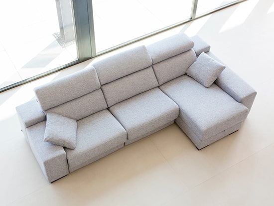 Canapé angle confortable coffre tissu gris Fama Loto