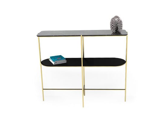 Meuble console design verre laqué noir Calligaris Puro