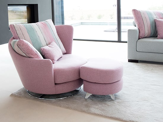 Petit fauteuil tissu déco rose Fama Roxane