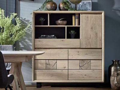Buffet haut en bois style nature Eden