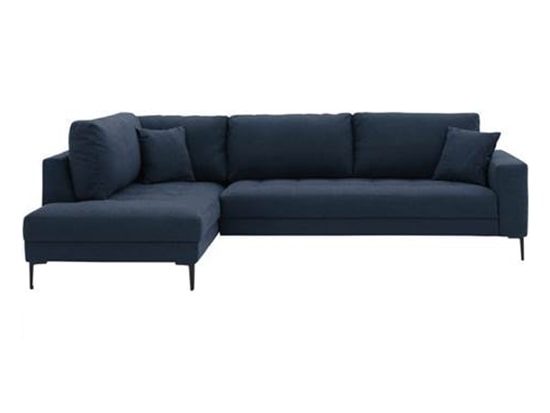 Canapé d'angle tissu bleu assise matelassée Color