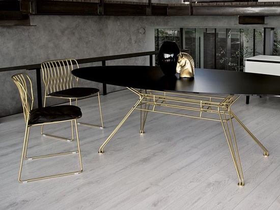 Chaise design dorée art déco Bontempi Casa Freak