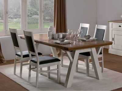 Table bois massif blanc style campagne chic Romance