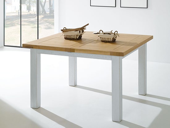 Table bois massif carrée style campagne chic Romance