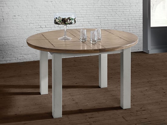 Table bois massif ronde style campagne chic Romance