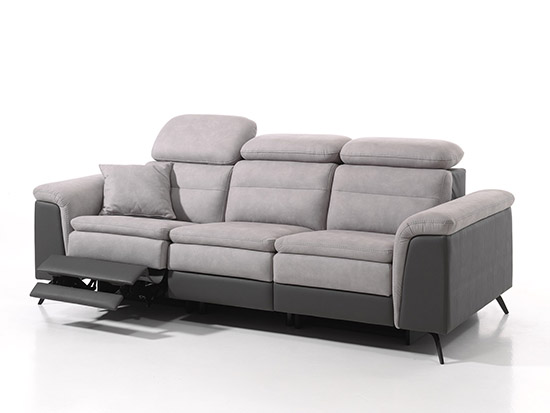 Canapé 3 places relax électrique gris tissu personnalisable Meubles Bouchiquet