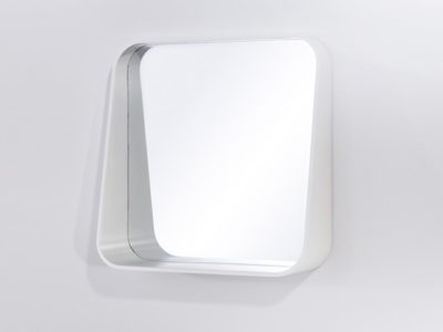 Miroir carré cadre blanc avec rebord promo Meubles Bouchiquet