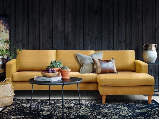 Canapé d'angle en tissu personnalisable magasin meubles Bouchiquet Dunkerque