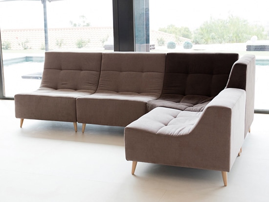 Canapé d'angle chauffeuse modulable design en tissu Fama Lucipop Meubles Bouchiquet