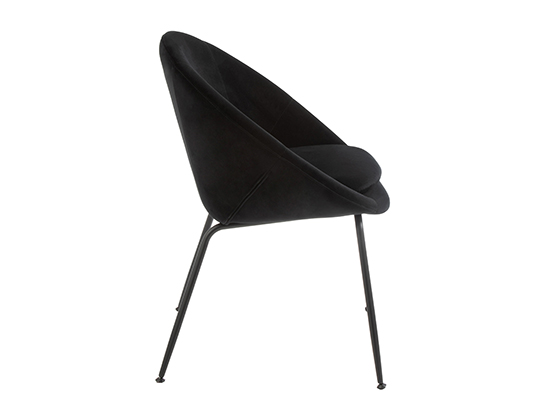 Chaise en velours noir design promotion Meubles Bouchiquet