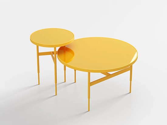 Table basse gigogne design jaune Rom 1961 Gio Meubles Bouchiquet