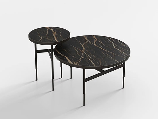 Table basse gigogne design marbre noir Rom 1961 Gio Meubles Bouchiquet