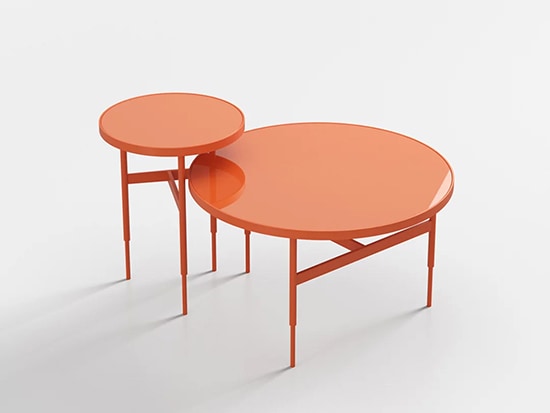Table basse gigogne design orange Rom 1961 Gio Meubles Bouchiquet