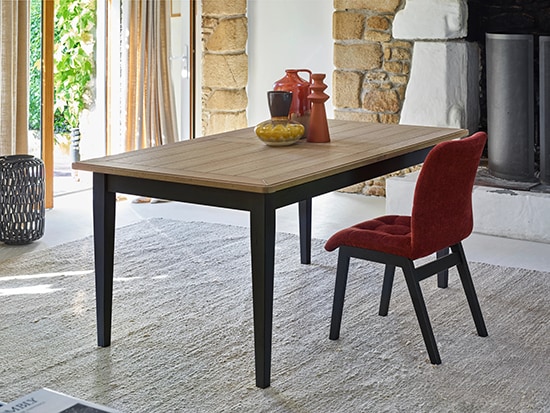 Table salle à manger chêne avec allonges style campagne chic Odyssée magasin Meubles Bouchiquet Bergues