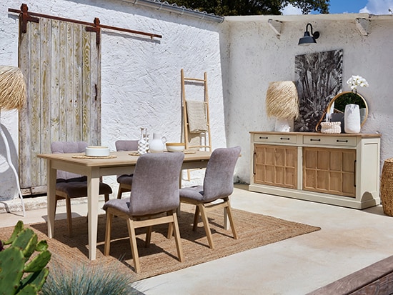 Table salle à manger chêne avec allonges style campagne chic Odyssée magasin Meubles Bouchiquet Nord