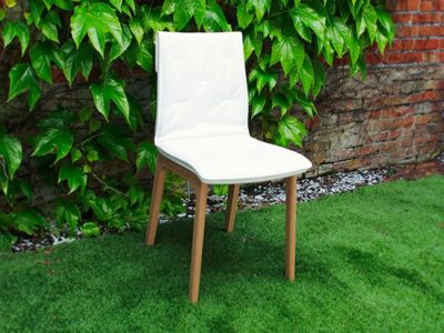 Chaise en cuir blanc design Bontempi Casa Alfa promotion magasin Meubles Bouchiquet