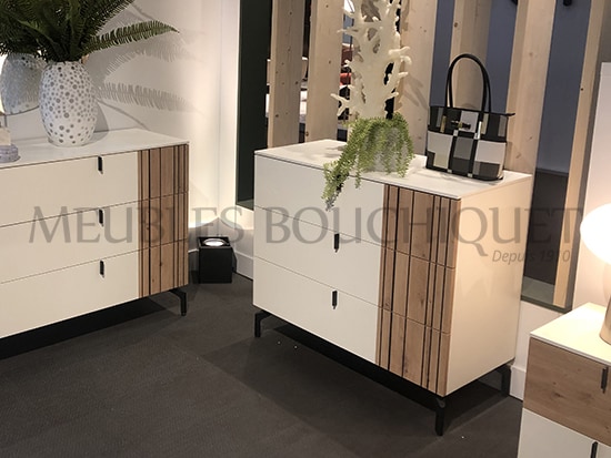 Commode bois et blanc design 3 tiroirs Meubles Célio Opale Meubles Bouchiquet