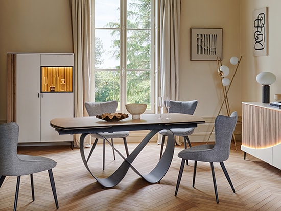 Table à manger design extensible céramique - Meubles Célio Topaze - Meubles Bouchiquet Dunkerque