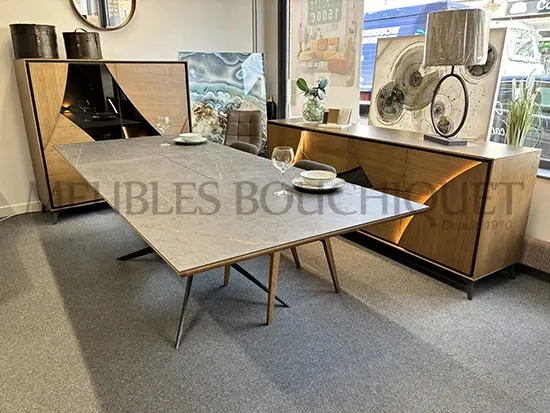 Table céramique extensible Circ grise magasin showroom Meubles Bouchiquet Bergues