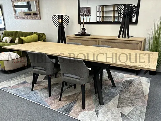 Table plateau extensible Haussmass magasin showroom Meubles Bouchiquet Bergues
