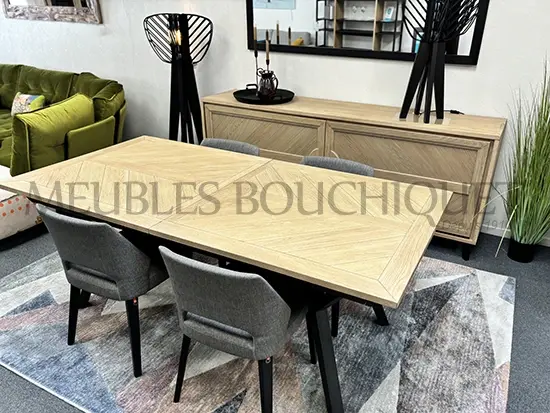 Table plateau extensible Haussmass magasin showroom Meubles Bouchiquet Nord