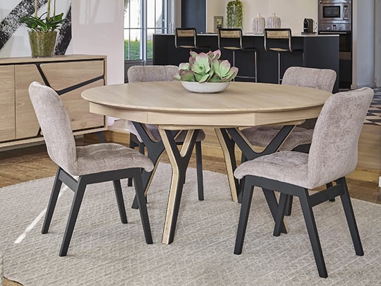 Table ronde extensible design bois chêne – Néo