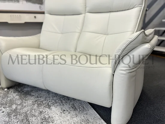 Canapé cuir blanc relax 2 places promotion magasin Meubles Bouchiquet Bergues