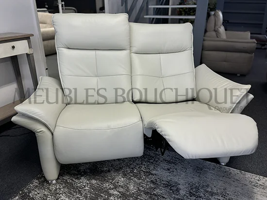 Canapé cuir blanc relax 2 places promotion magasin Meubles Bouchiquet Nord