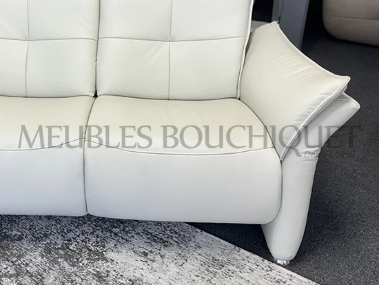 Canapé cuir blanc relax 2 places promotion Meubles Bouchiquet