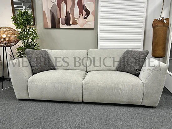 Canapé gris clair 3 places confortable promotion Meubles Bouchiquet Bergues