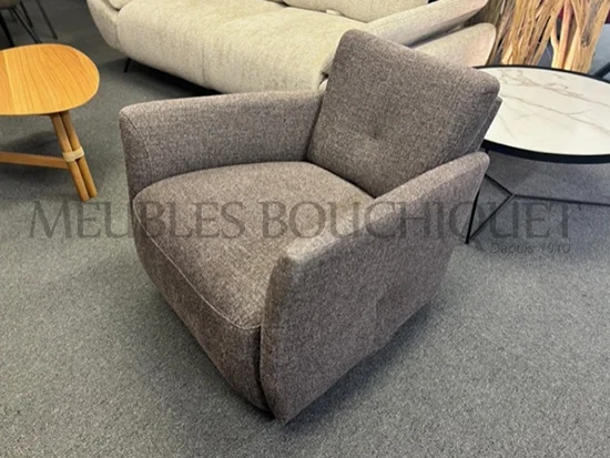 Fauteuil bas pivotant confortable tissu taupe Rom promotion Meubles Bouchiquet Bergues