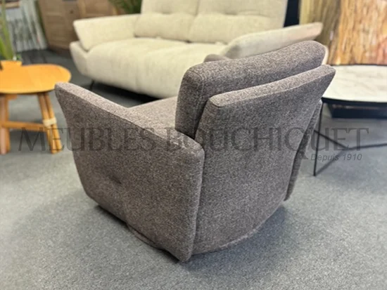 Fauteuil bas pivotant confortable tissu taupe Rom promotion Meubles Bouchiquet Dunkerque