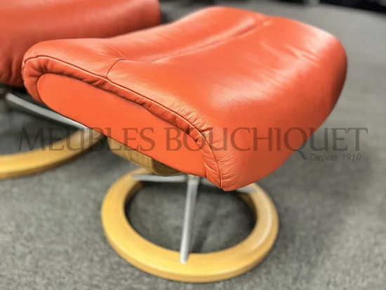 Fauteuil de relaxation Stressless View cuir orange promotion Meubles Bouchiquet Dunkerque