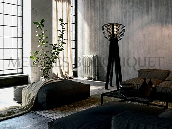 Lampadaire noir design Helio promotion magasin Meubles Bouchiquet Bergues