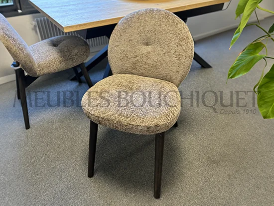 Lot de 2 chaises en tissu déco taupe promotion Meubles Bouchiquet Nord